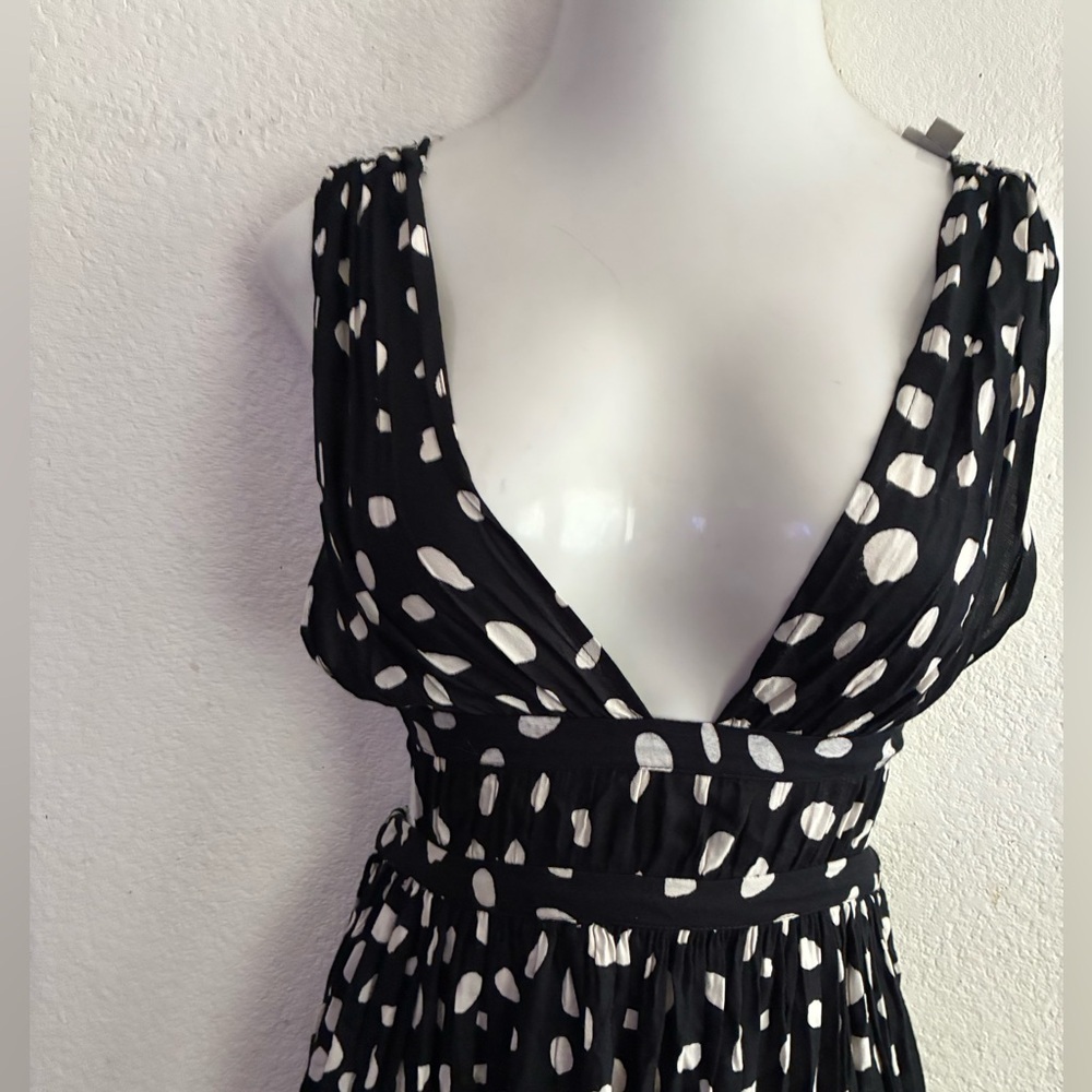 ASOS  Front Slits Back Cut Out Black and White Patterned Maxi  Beach Dress 2 - Picture 6 of 14